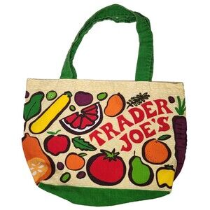 Trader Joe's Reusable Cotton Canvas Fresh Produce Tote Bag 12 x 18 Inches 4 deep